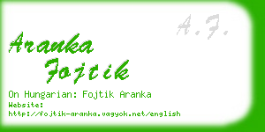 aranka fojtik business card